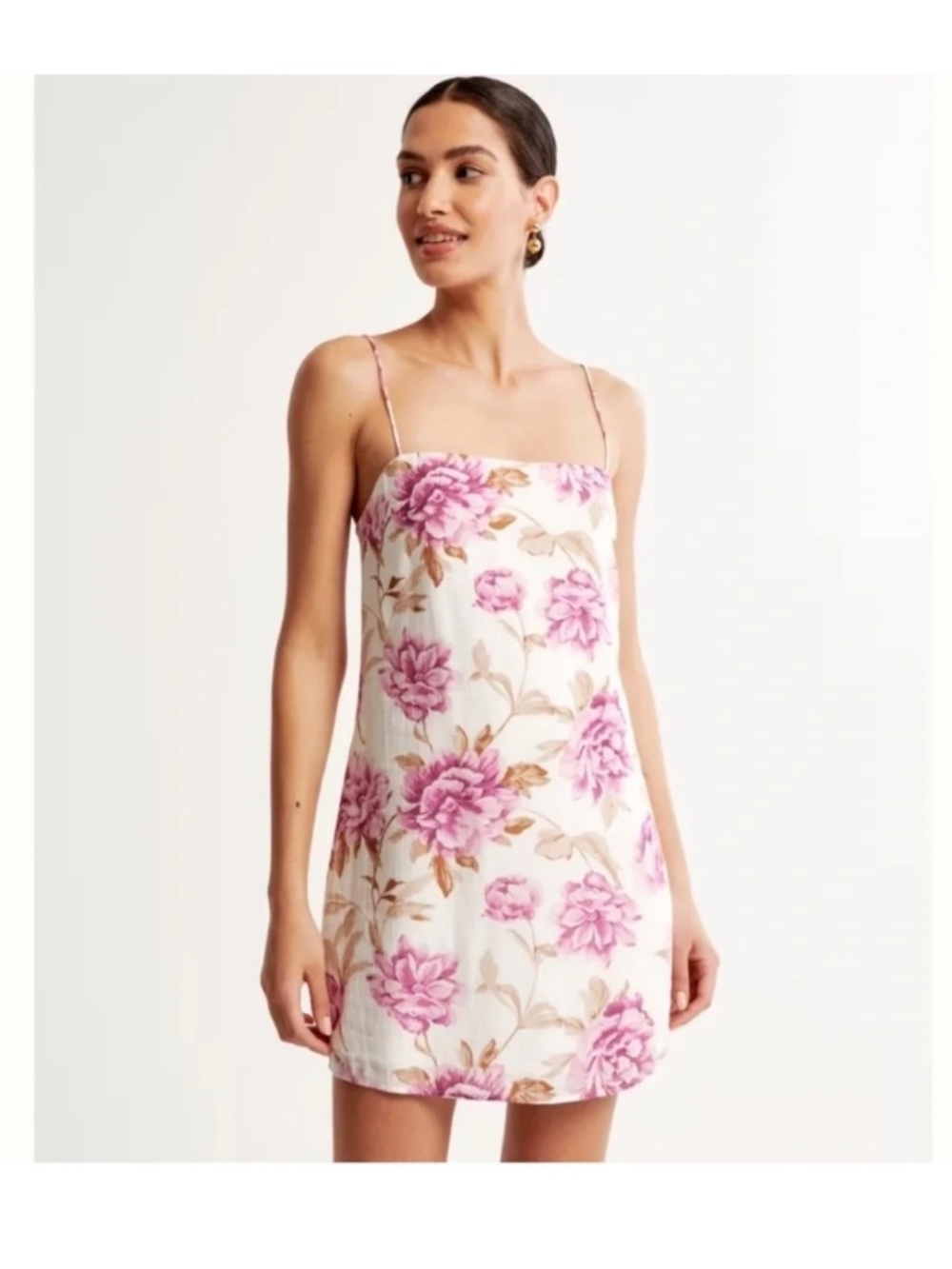 NWT Abercrombie Purple Pink Floral Linen Cami Mini Dress XS - Picture 6 of 6